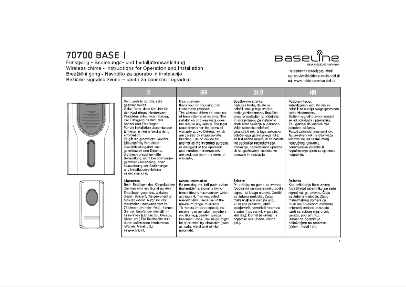 Image de la première page du manuel de l'appareil Baseline 70700
