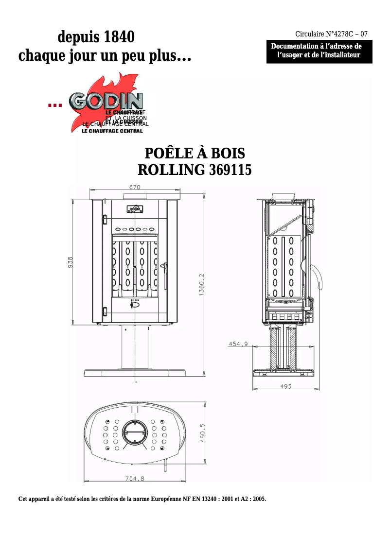 Image de la première page du manuel de l'appareil Rolling