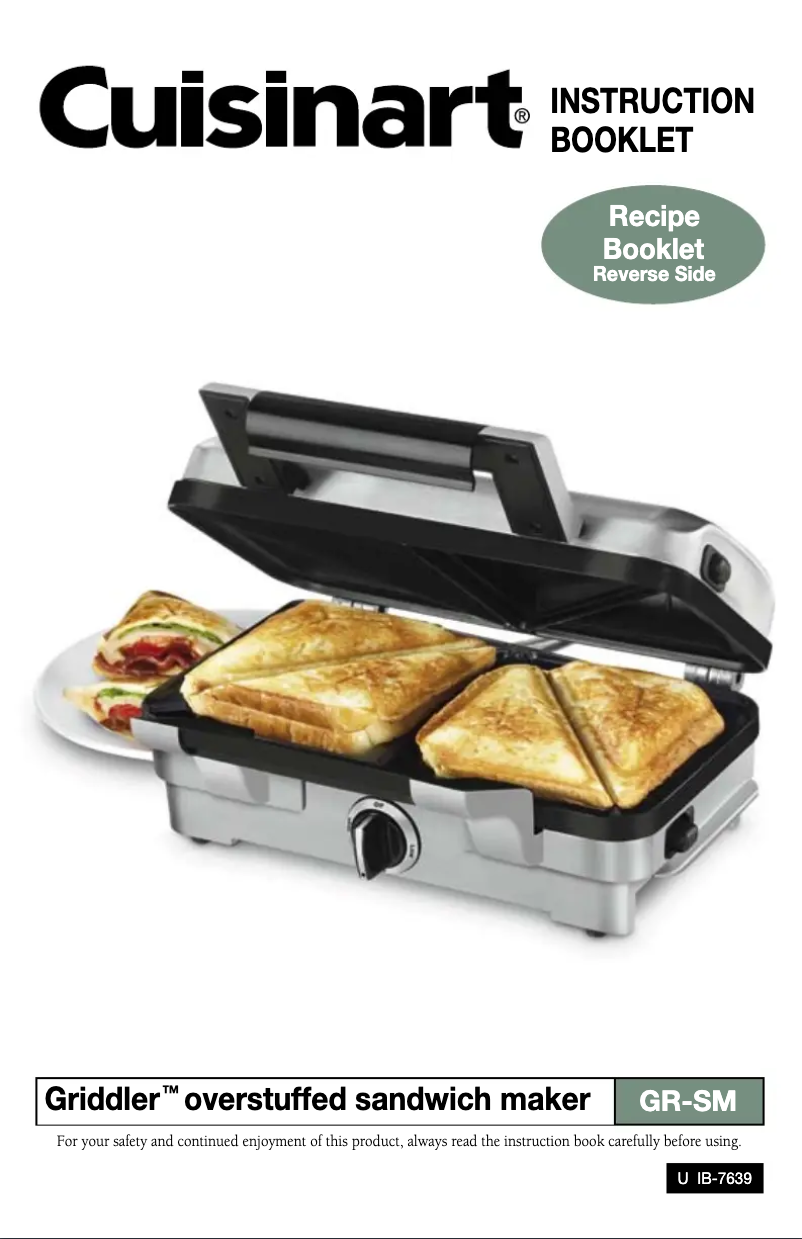 Page 1 de la notice Manuel utilisateur Cuisinart GR-SM