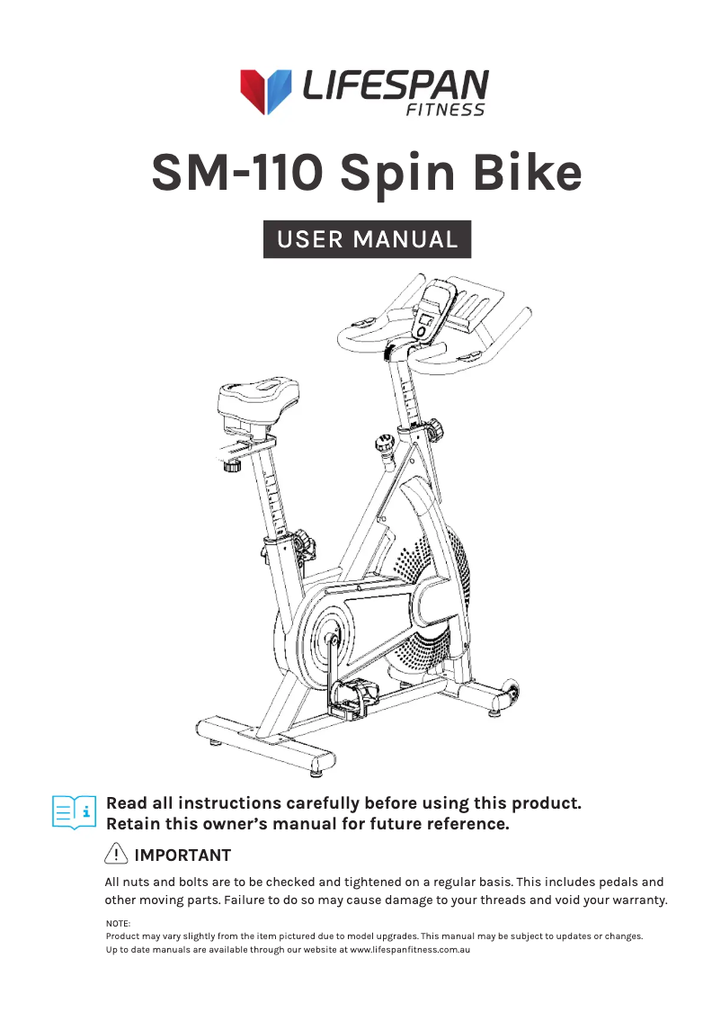 Page n°1 - Manuel utilisateur LifeSpan SM-110