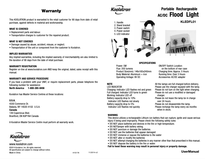 Image de la première page du manuel de l'appareil KLEDFL01