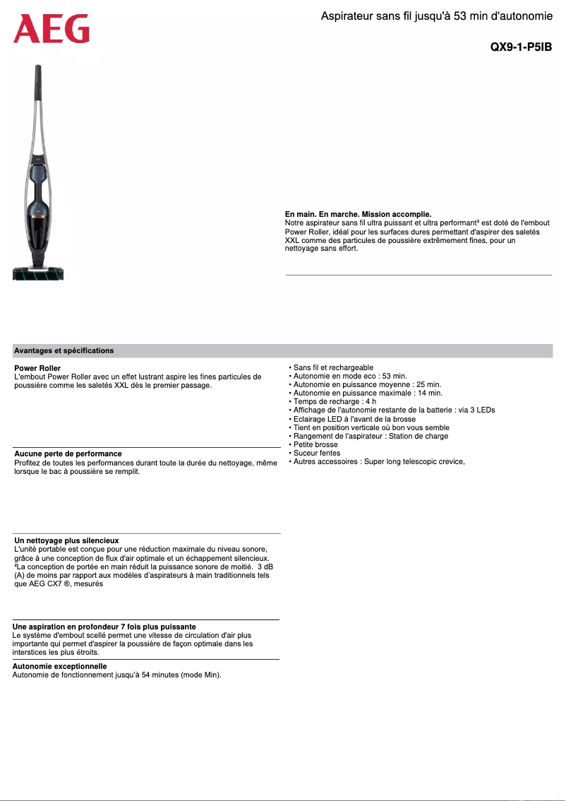 Page n°1 - Fiche technique AEG QX9-1-P5IB
