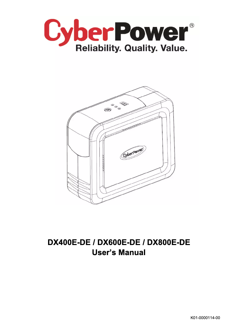 Page n°1 - Manuel utilisateur CyberPower DX600E