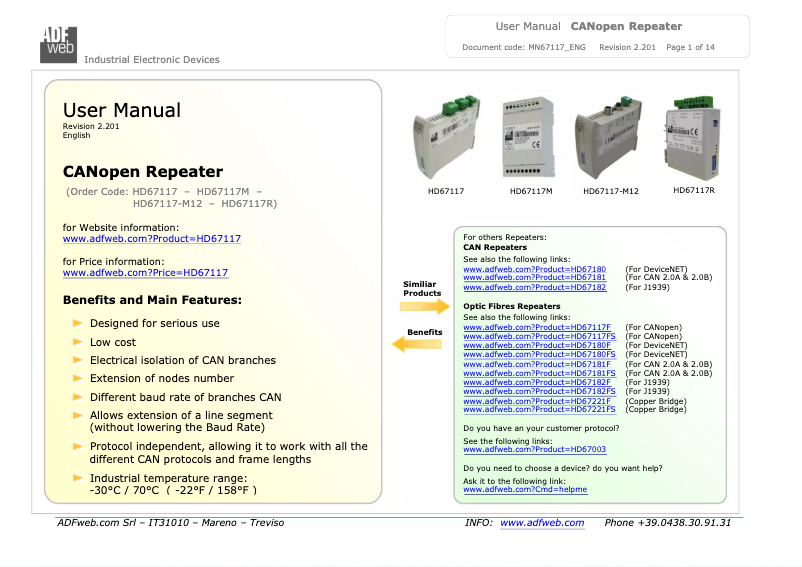 Page n°1 - Manuel utilisateur Wachendorff HD67117