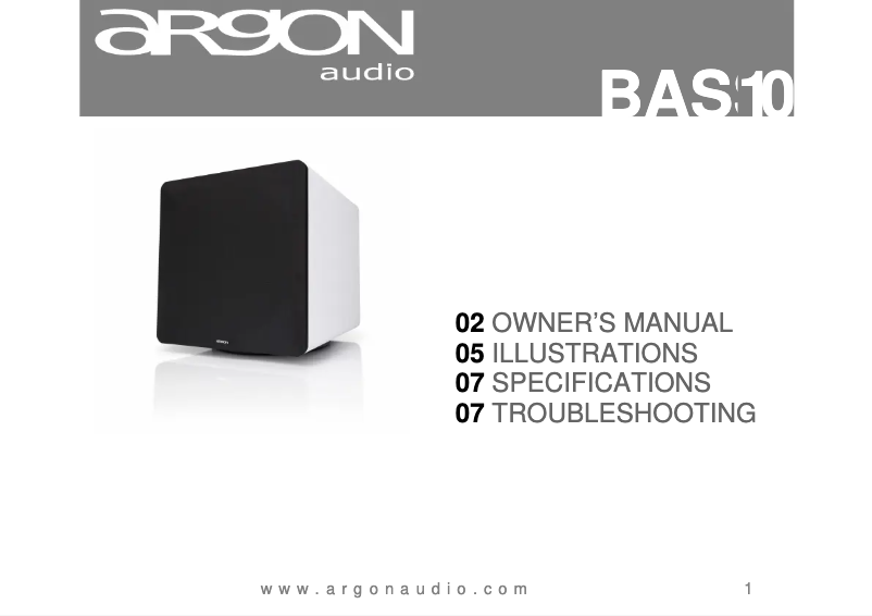 Página 1 del manual Manual de usuario Argon BASS10