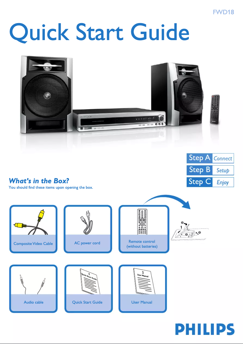 Page n°1 - Guide de démarrage rapide Philips FWD18