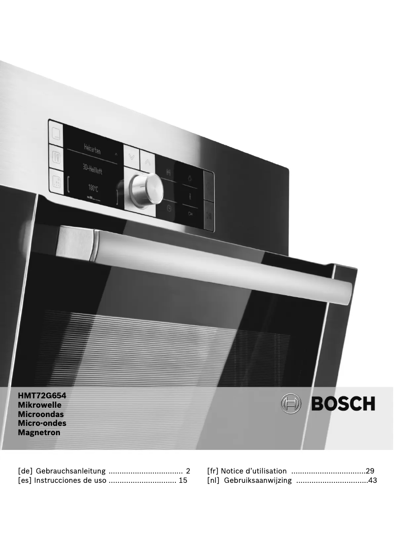 Page 1 de la notice Manuel utilisateur Bosch HMT72G654