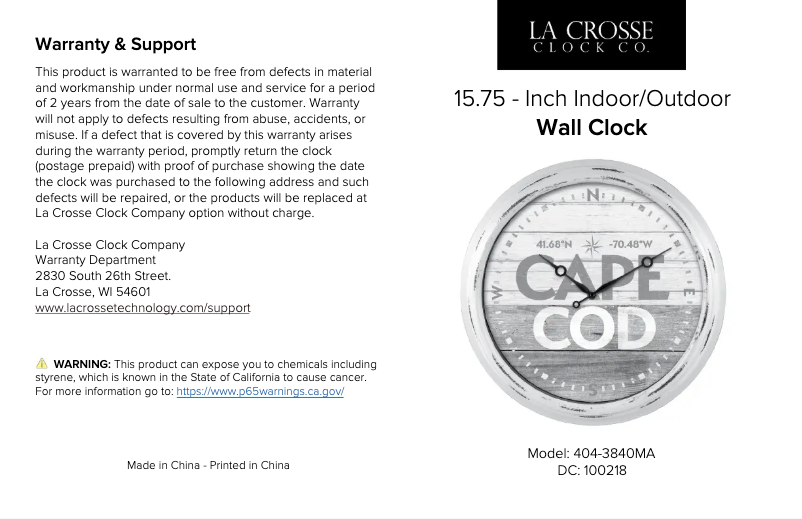 Page 1 de la notice Manuel utilisateur La Crosse Technology 404-3840MA