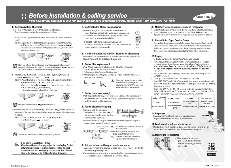 Page n°1 - Manuel utilisateur Samsung RH25H5613SL
