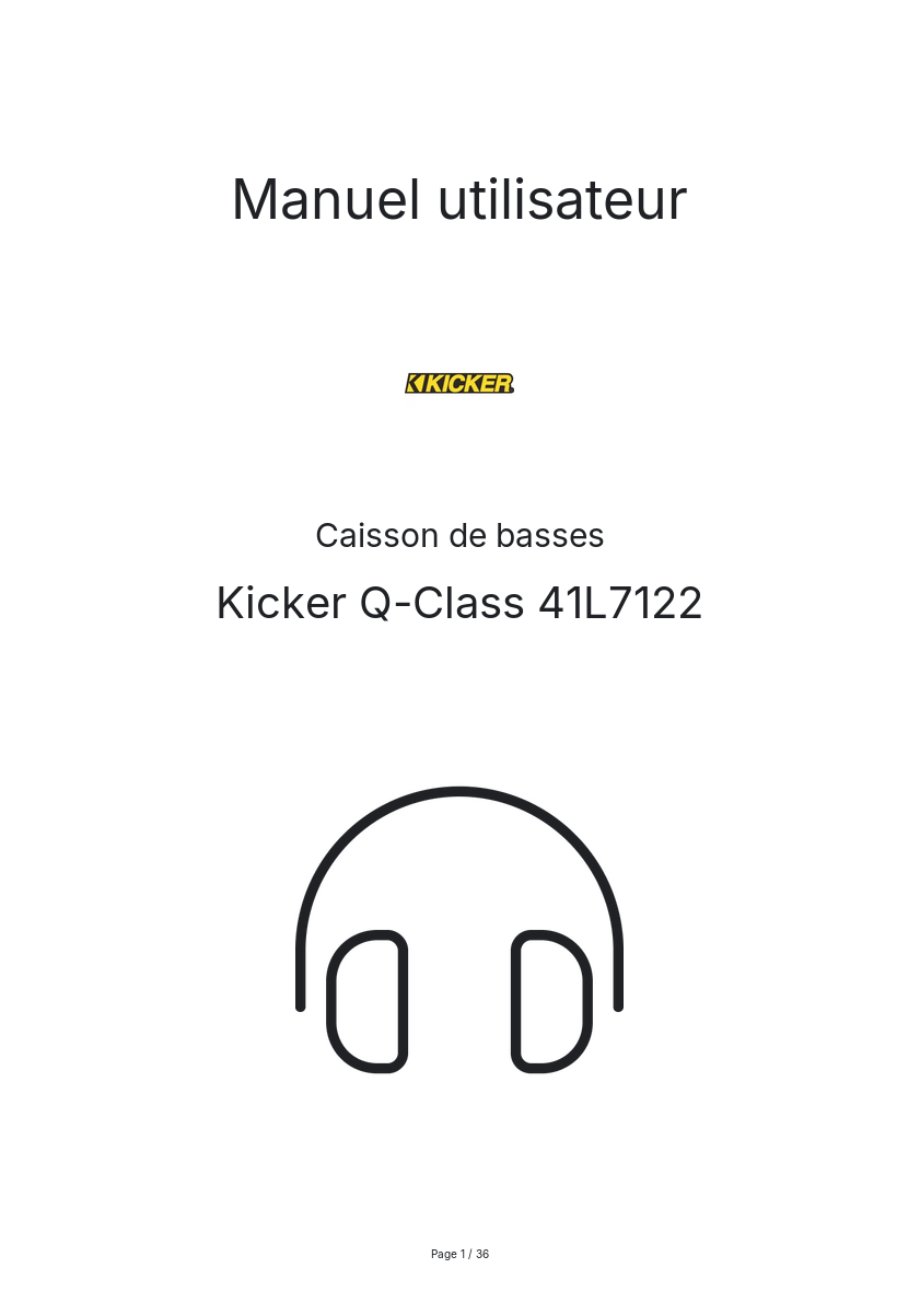 Page n°1 - Manuel utilisateur Kicker Q-Class 41L7122