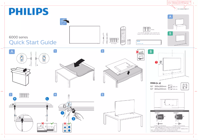 Page n°1 - Guide de démarrage rapide Philips 55PUT6004