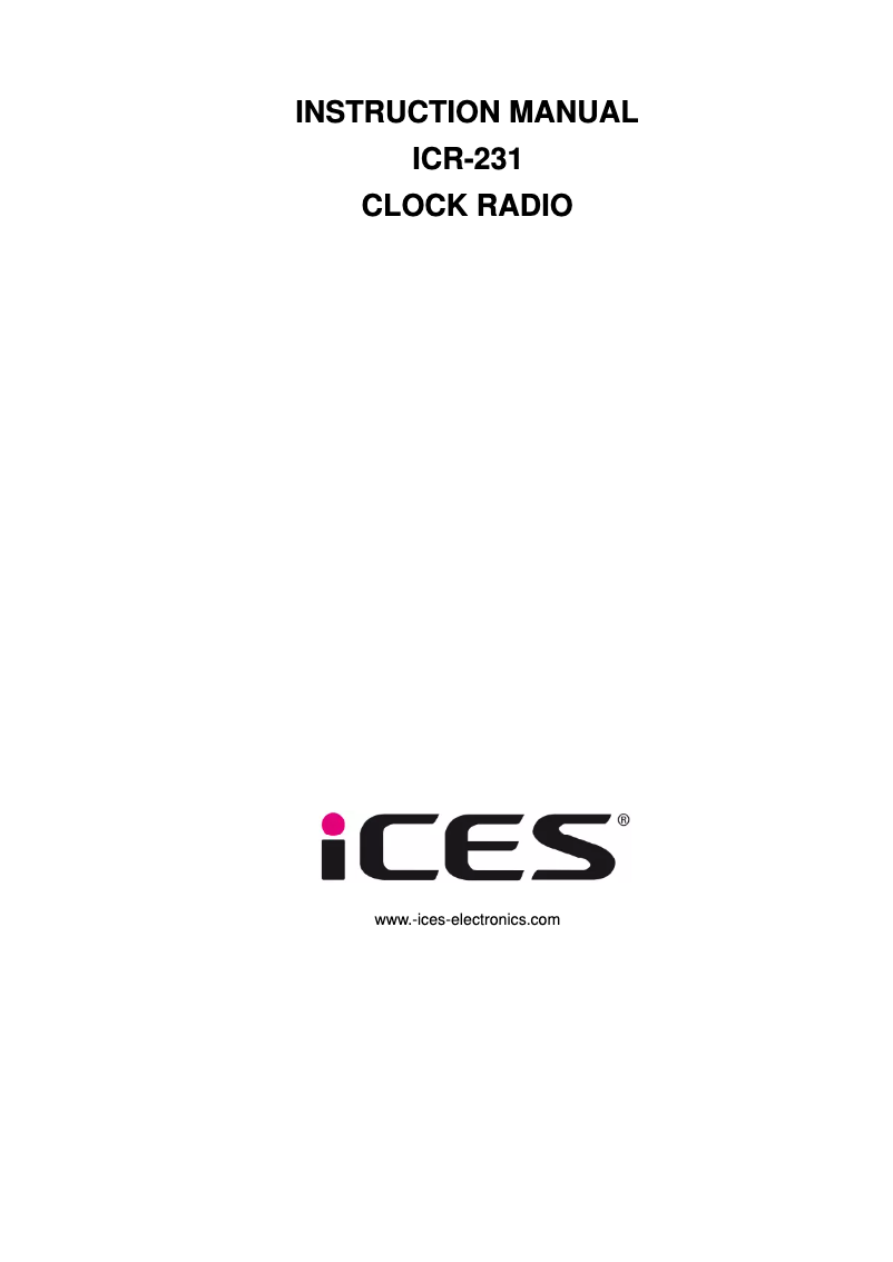 Page n°1 - Manuel utilisateur Ices ICR-231