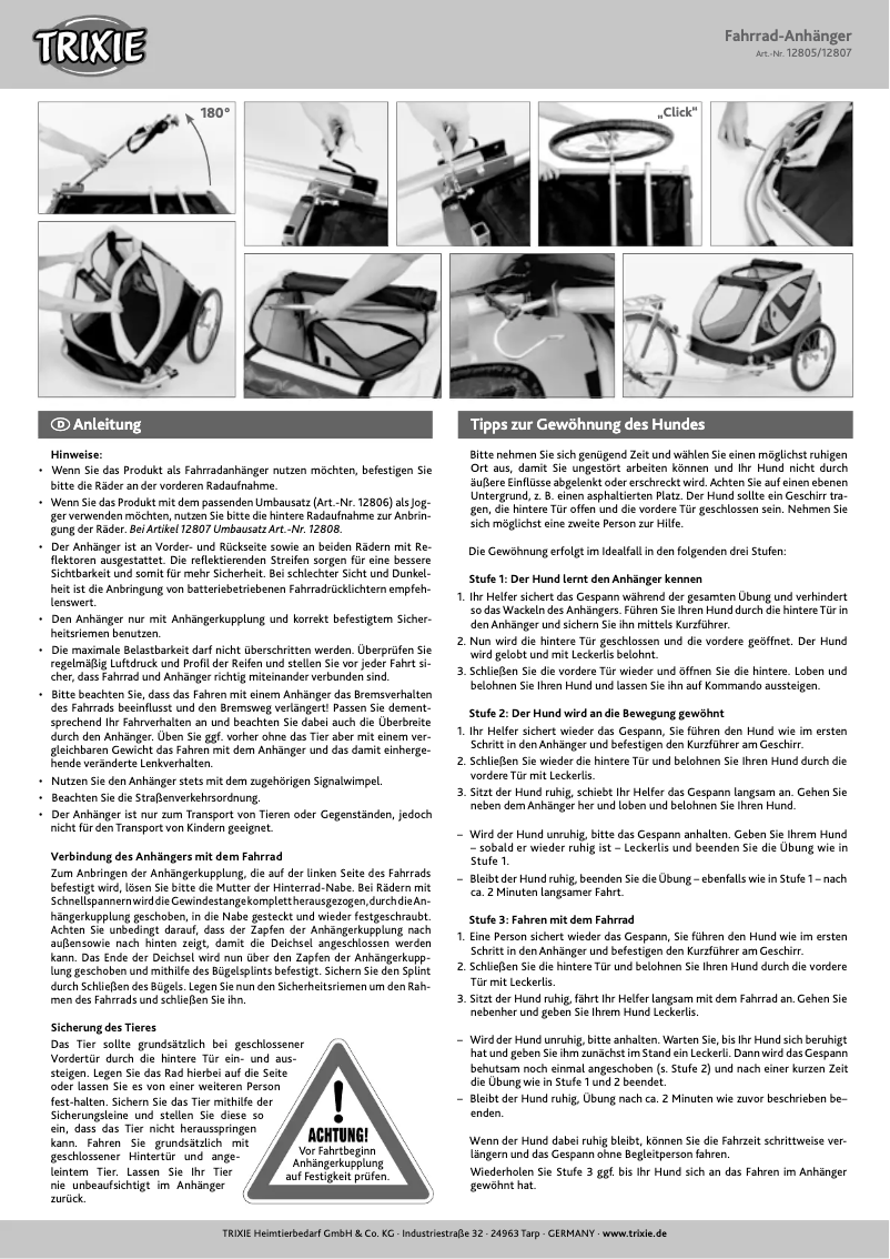 Page 1 de la notice Manuel utilisateur Trixie 12805