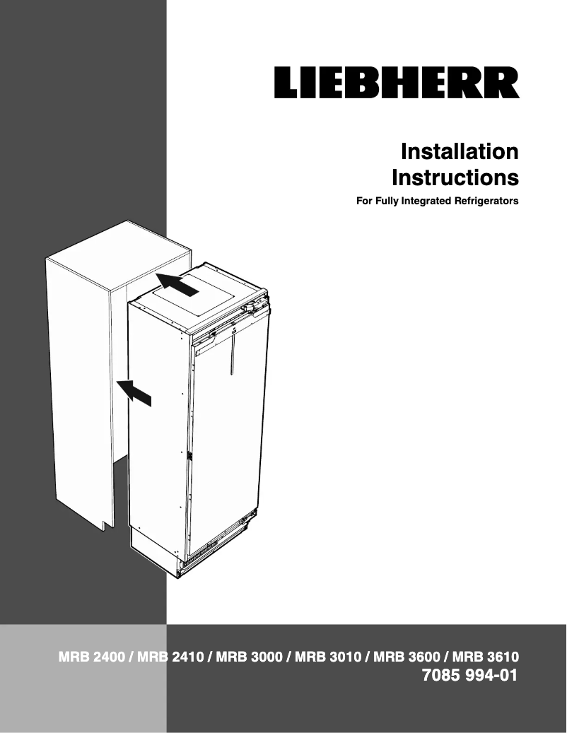 Page 1 de la notice Guide d'installation Liebherr ERBhi 9670