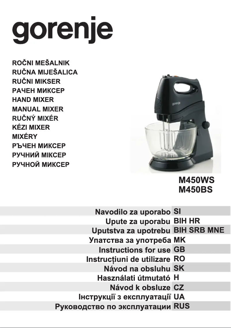 Page 1 de la notice Manuel utilisateur Gorenje M450BS