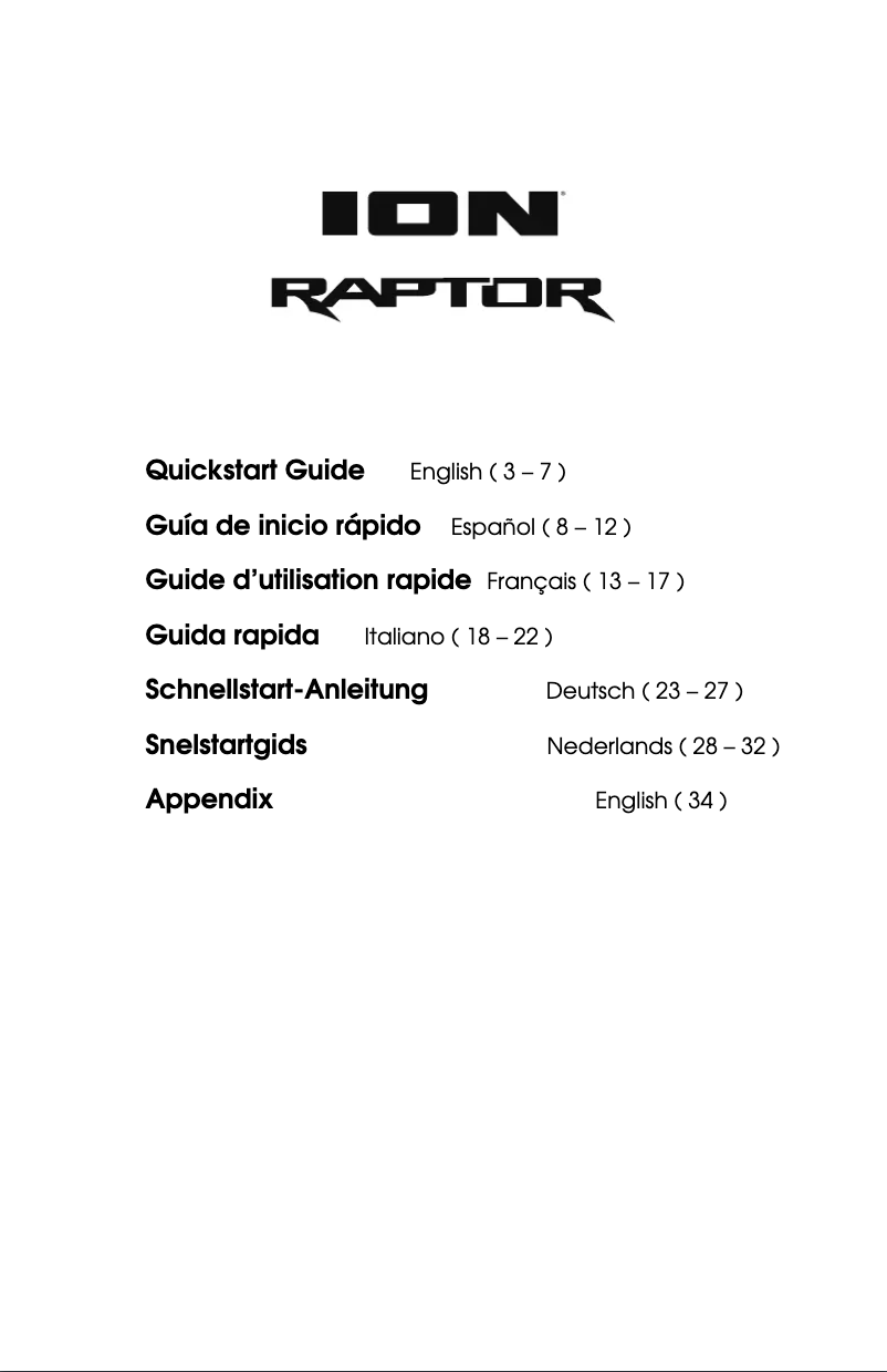 Page n°1 - Manuel utilisateur ION Raptor