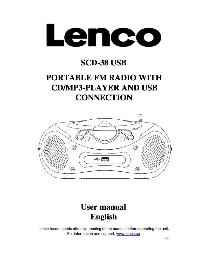 Página 1 del manual Manual de usuario Lenco SCD-38 USB