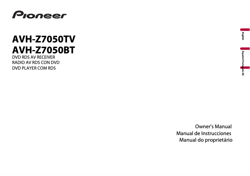 Page n°1 - Manuel utilisateur Pioneer AVH-Z7050BT