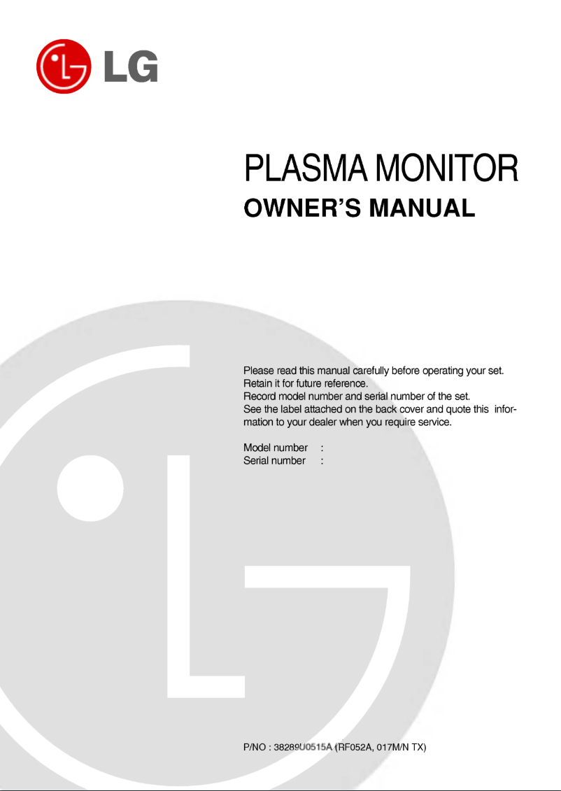 Página 1 del manual Manual de usuario LG 60PZ9MH