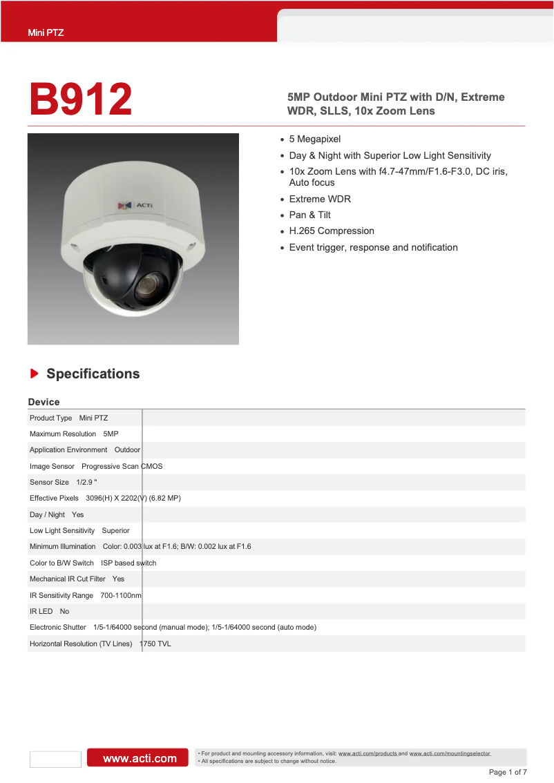 Image de la première page du manuel de l'appareil B912