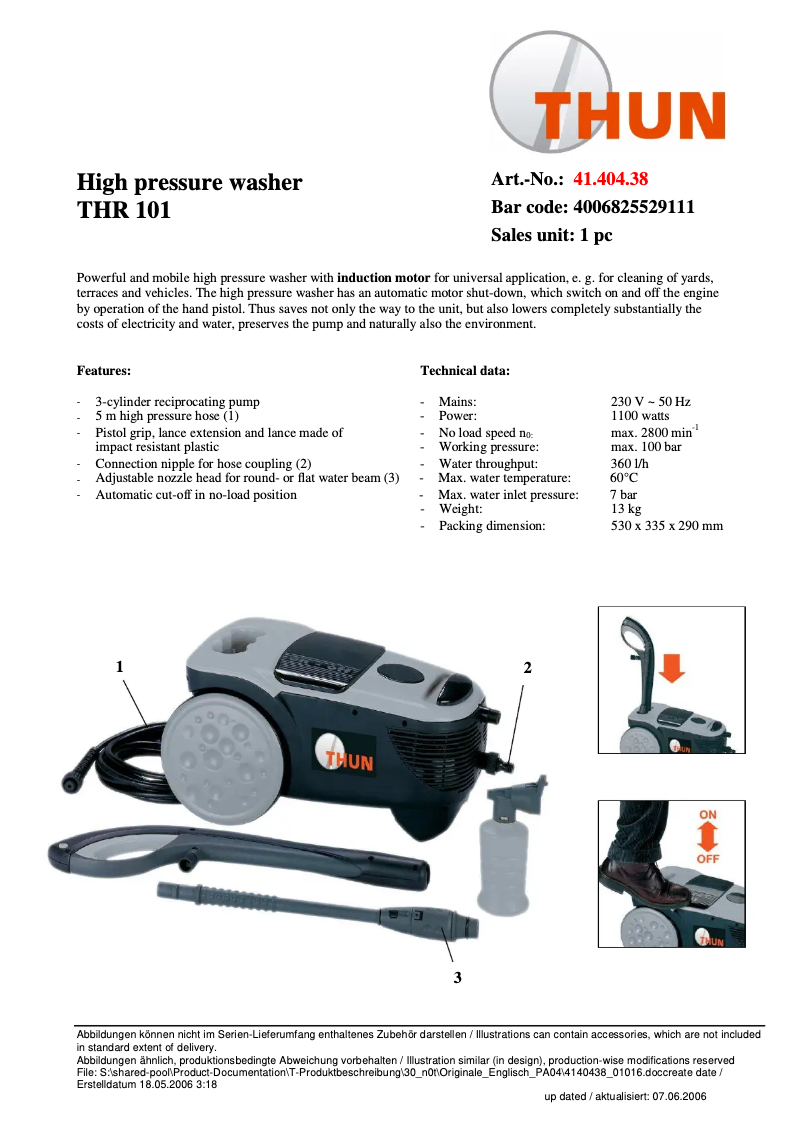 Page n°1 - Manuel utilisateur THUN THR 101