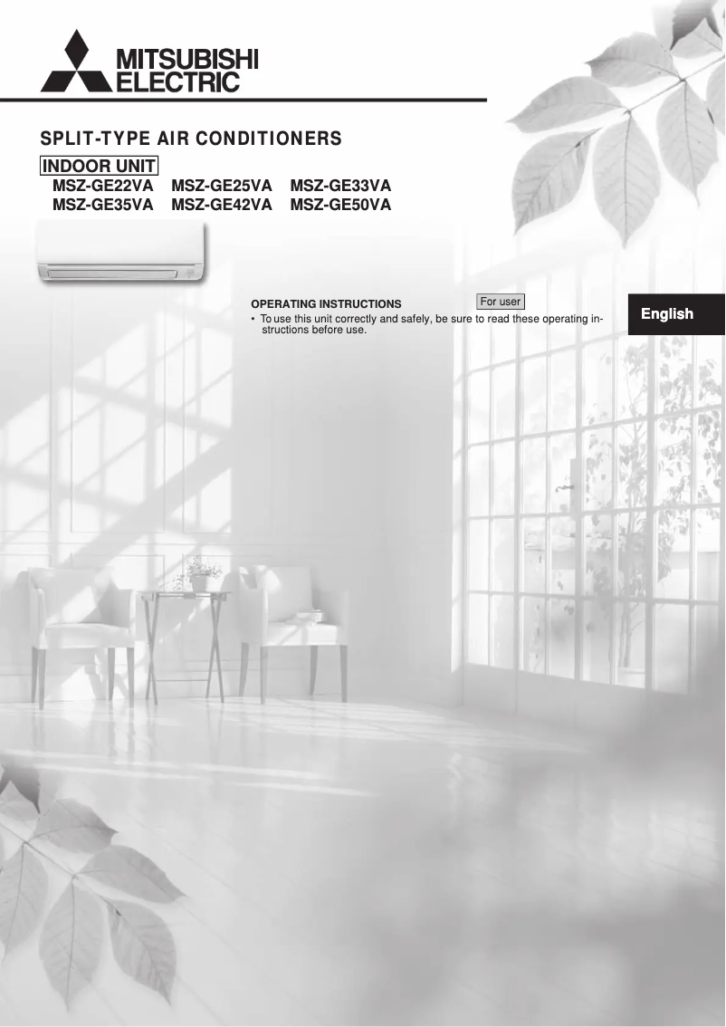 Page 1 de la notice Manuel utilisateur Mitsubishi MSZ-GE42VA
