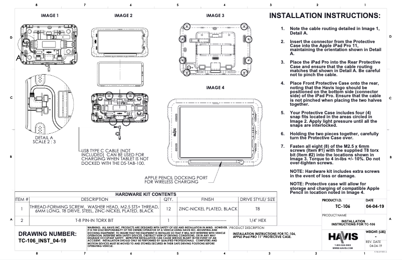 Page n°1 - Manuel utilisateur Havis PKG-TAB-APP3