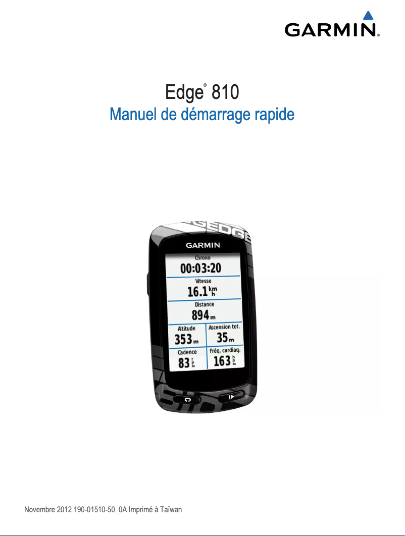 Page 1 de la notice Manuel utilisateur Garmin Edge 810