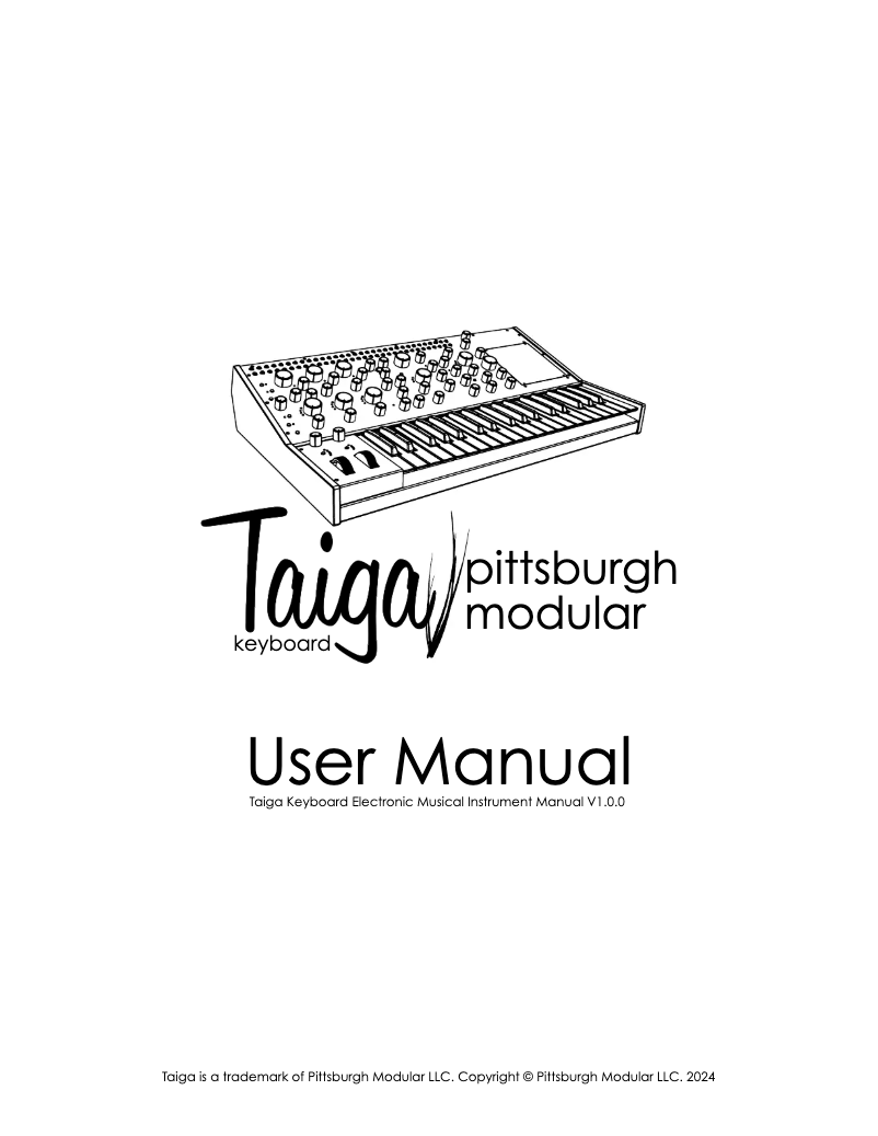 Page 1 de la notice Manuel utilisateur Pittsburgh Modular Taiga