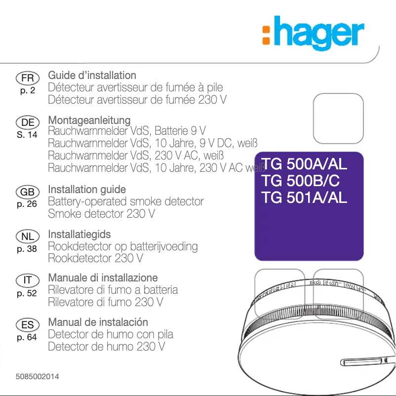 Image de la première page du manuel de l'appareil TG500C