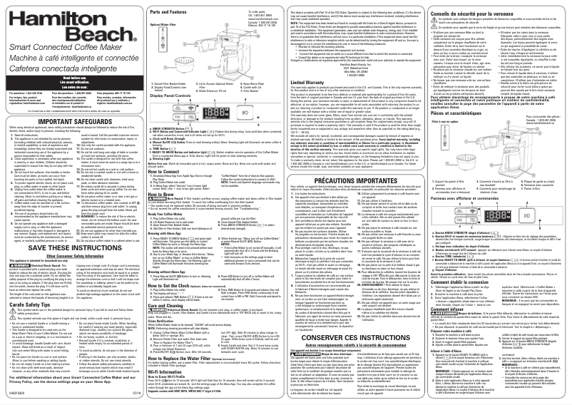 Page n°1 - Manuel utilisateur Hamilton Beach 49350