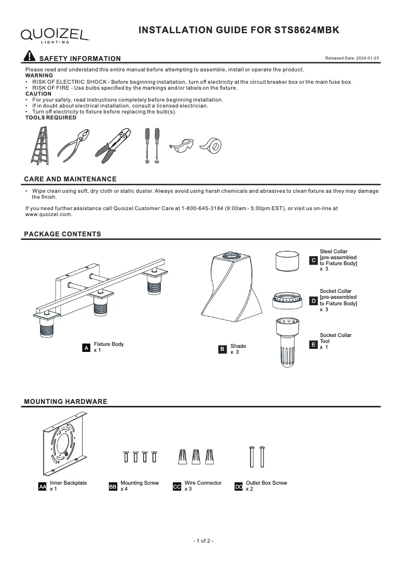 Image de la première page du manuel de l'appareil Stetson STS8624MBK