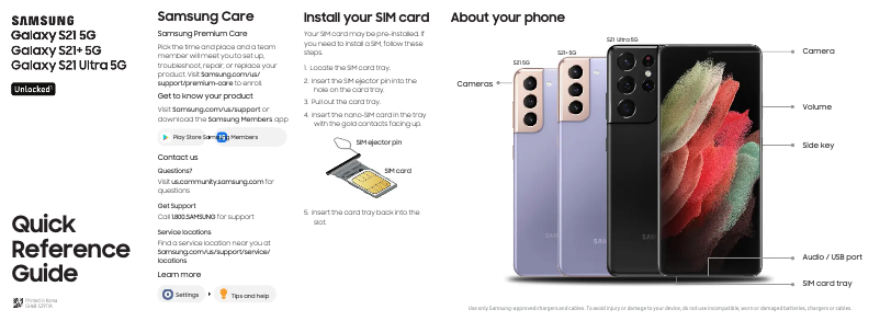 Page n°1 - Guide de démarrage rapide Samsung Galaxy S21 Ultra 5G