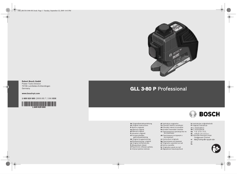 Page 1 de la notice Manuel utilisateur Bosch GLL 3-80 P Professional