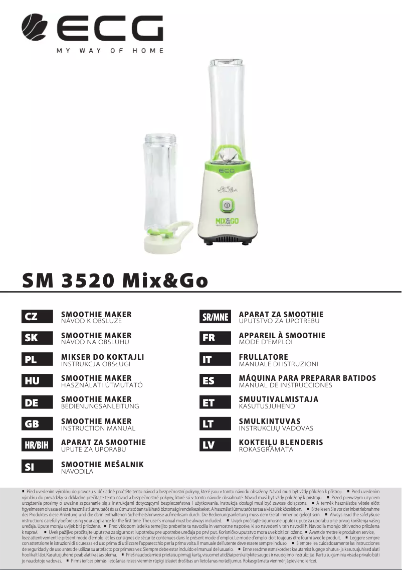 Image de la première page du manuel de l'appareil SM 3520 Mix&Go