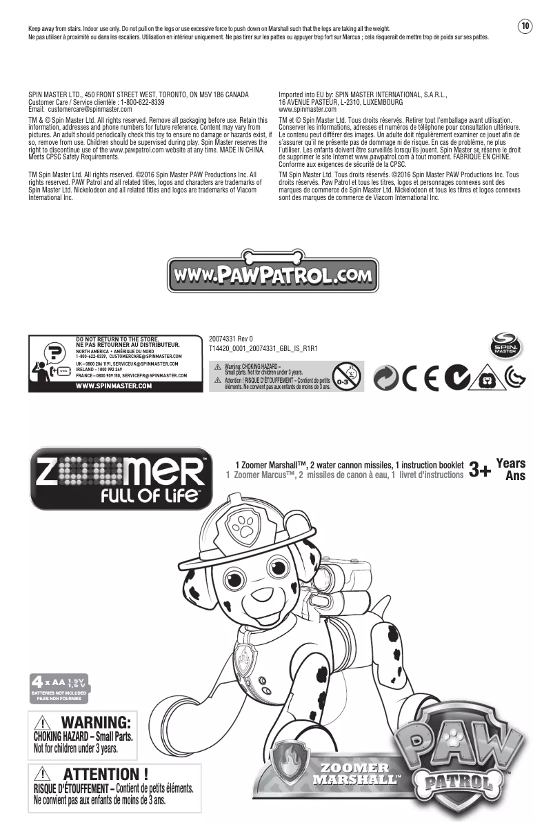 Page n°1 - Manuel utilisateur Spin Master PAW Patrol Zoomer Marshall