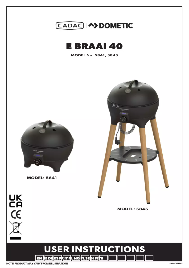 Page 1 of the manual User Manual Cadac E-Braai 40