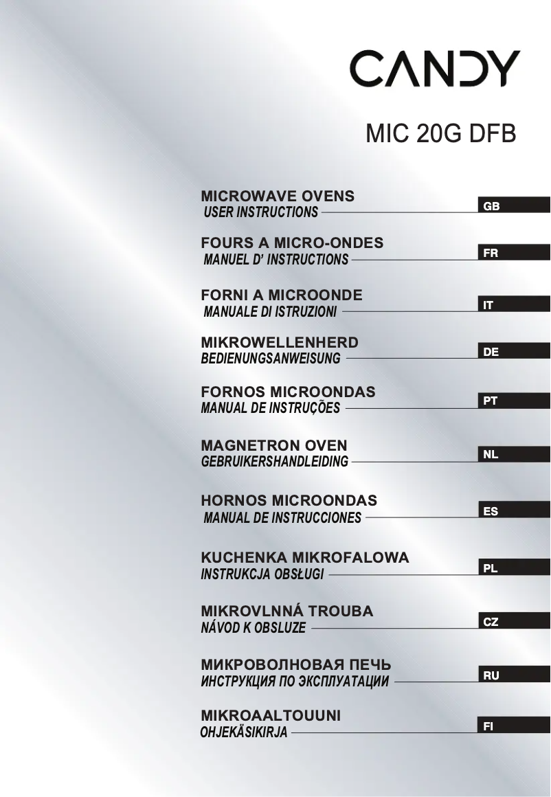 Page n°1 - Manuel utilisateur Candy MIC20GDFBA