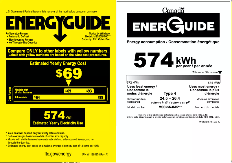 Page n°1 - Label énergétique Maytag MSS25N4MKZ