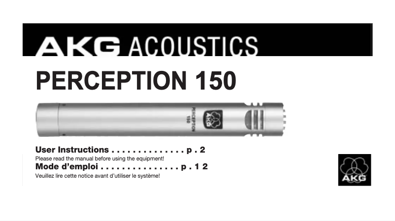 Image de la première page du manuel de l'appareil Perception 150