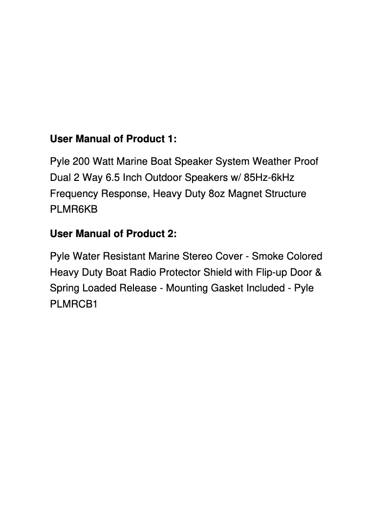 Page n°1 - Manuel utilisateur Pyle PLMR6KB