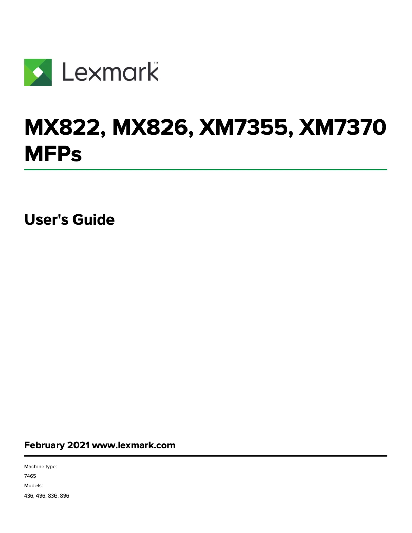 Página 1 del manual Manual de usuario Lexmark MX822adxe