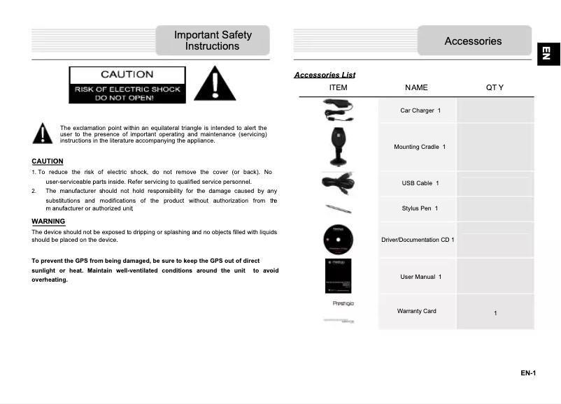 Image de la première page du manuel de l'appareil GeoVision 5055 Navitel
