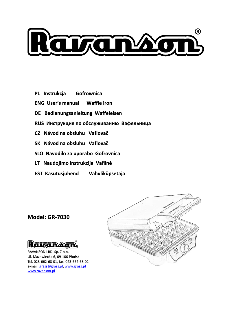 Page n°1 - Manuel utilisateur Ravanson GR-7030