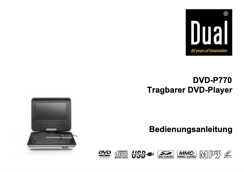 Page 1 de la notice Manuel utilisateur Dual DVD-P770