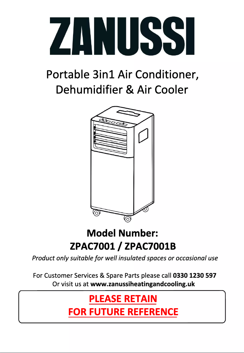 Page n°1 - Manuel utilisateur Zanussi ZPAC7001B