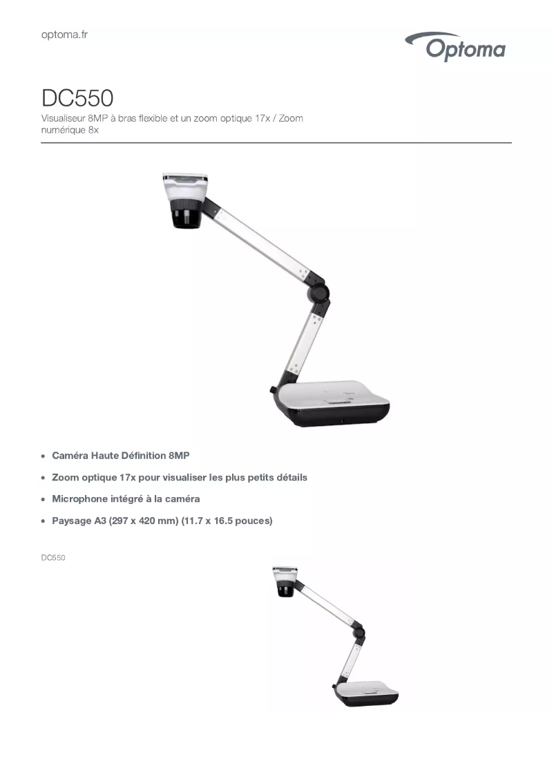 Page n°1 - Manuel utilisateur Optoma DC550