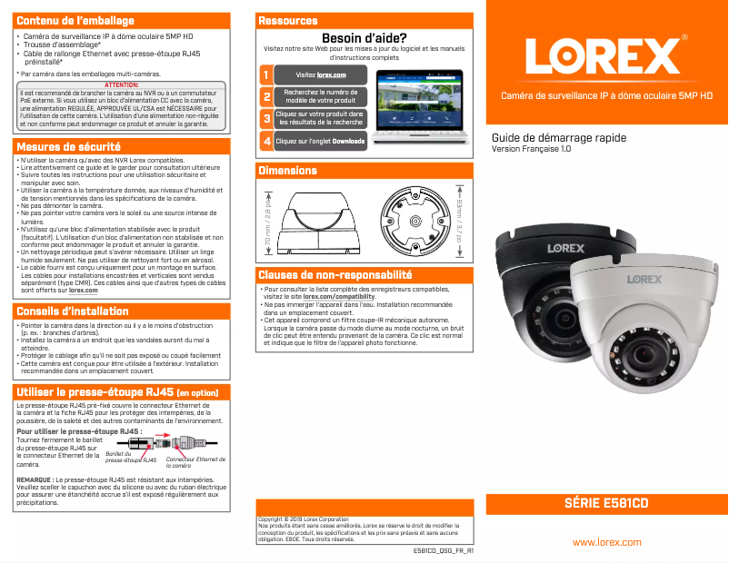 Página 1 del manual Guía de inicio rápido Lorex E581CD-E