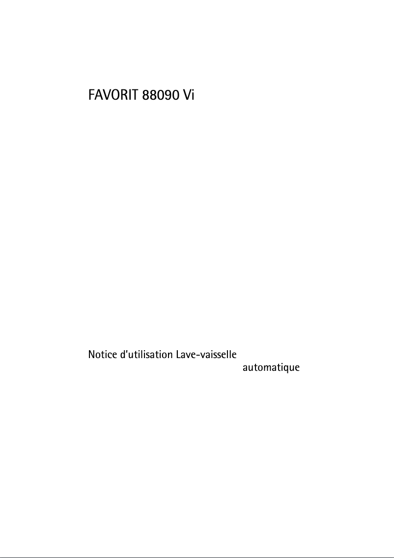 Page n°1 - Manuel utilisateur AEG F88090VI