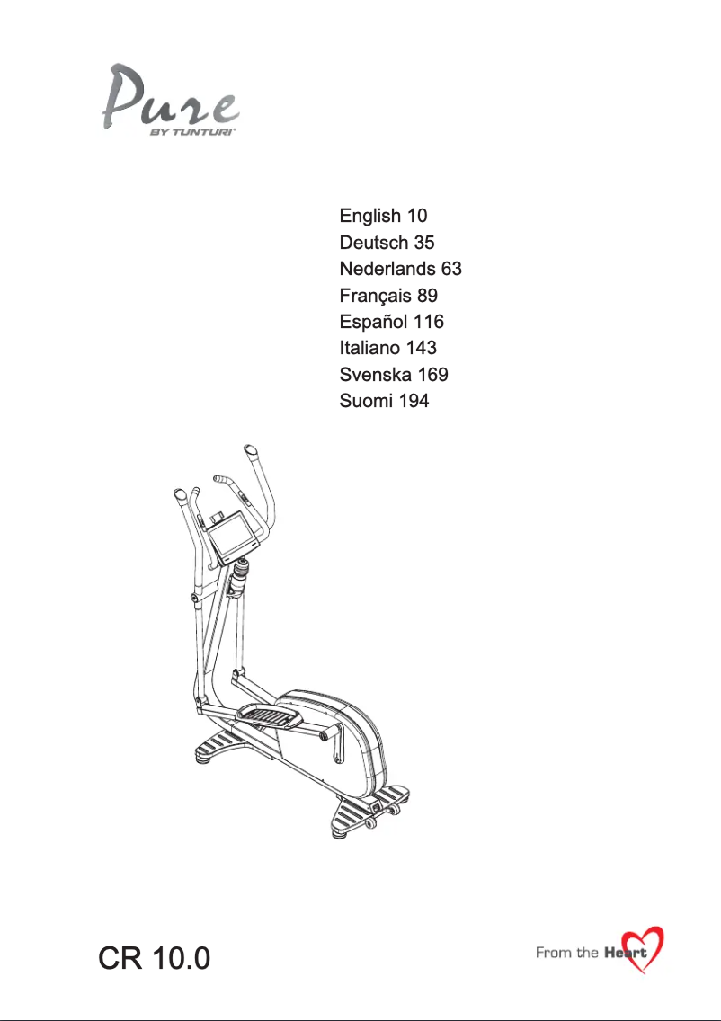 Página 1 del manual Manual de usuario Tunturi Pure Cross R10.0